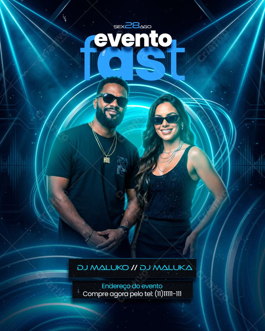 Flyer Evento Festa Balada DJ Agosto PSD Editável