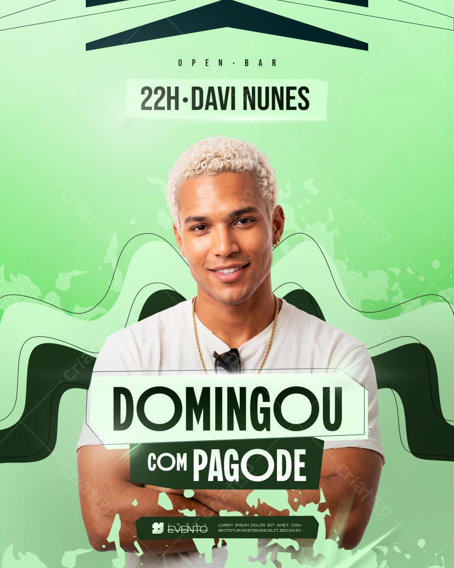 Flyer Pagode Domingo Show Davi Nunes PSD Editável