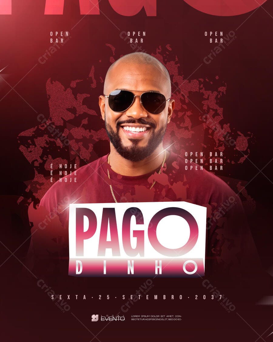 Flyer Pagodinho Show Evento Musical PSD Editável