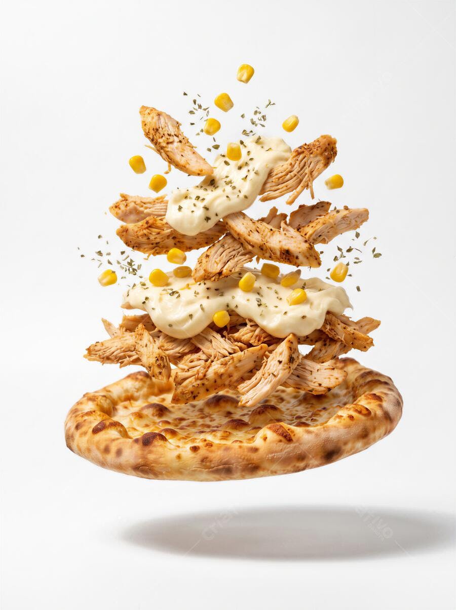 Foto Pizza de Frango com Catupiry e Milho Flutuando