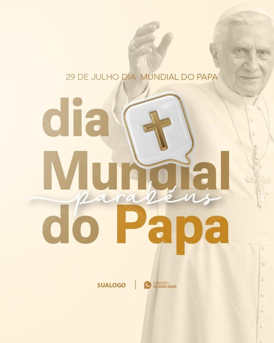 Post Dia Mundial do Papa 29 de Julho PSD Editável