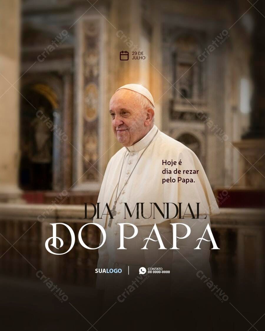 Post Dia Mundial do Papa 29 de Julho PSD Editável