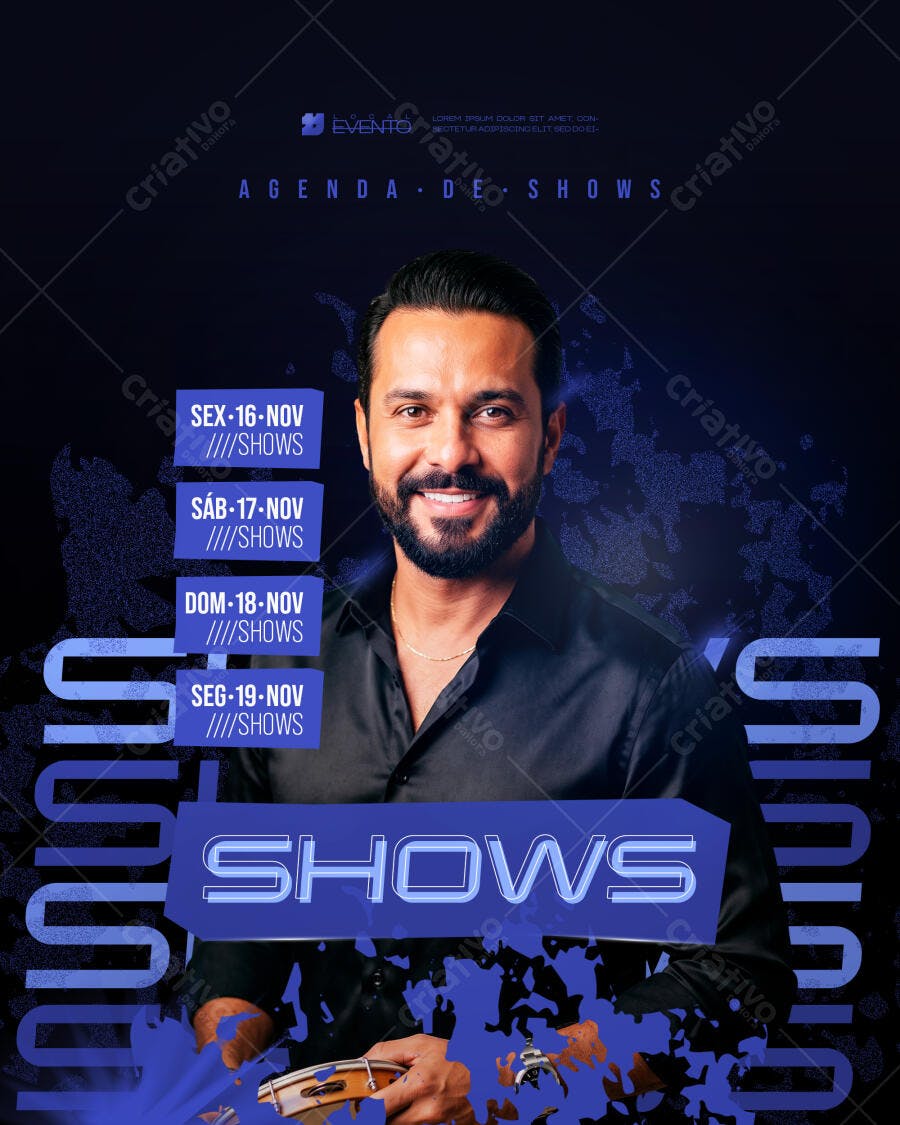 Post Instagram Agenda de Shows Eventos Novembro PSD Editável