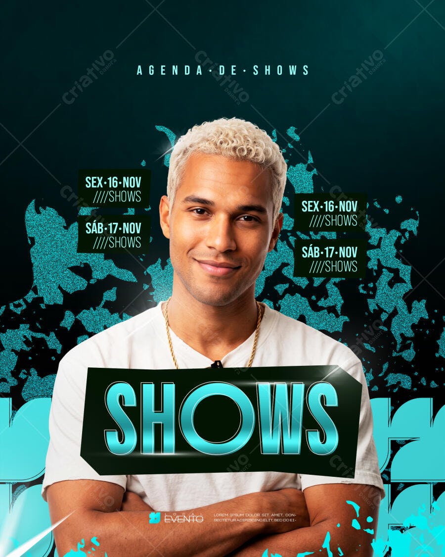 Post Instagram Agenda de Shows Novembro PSD Editável