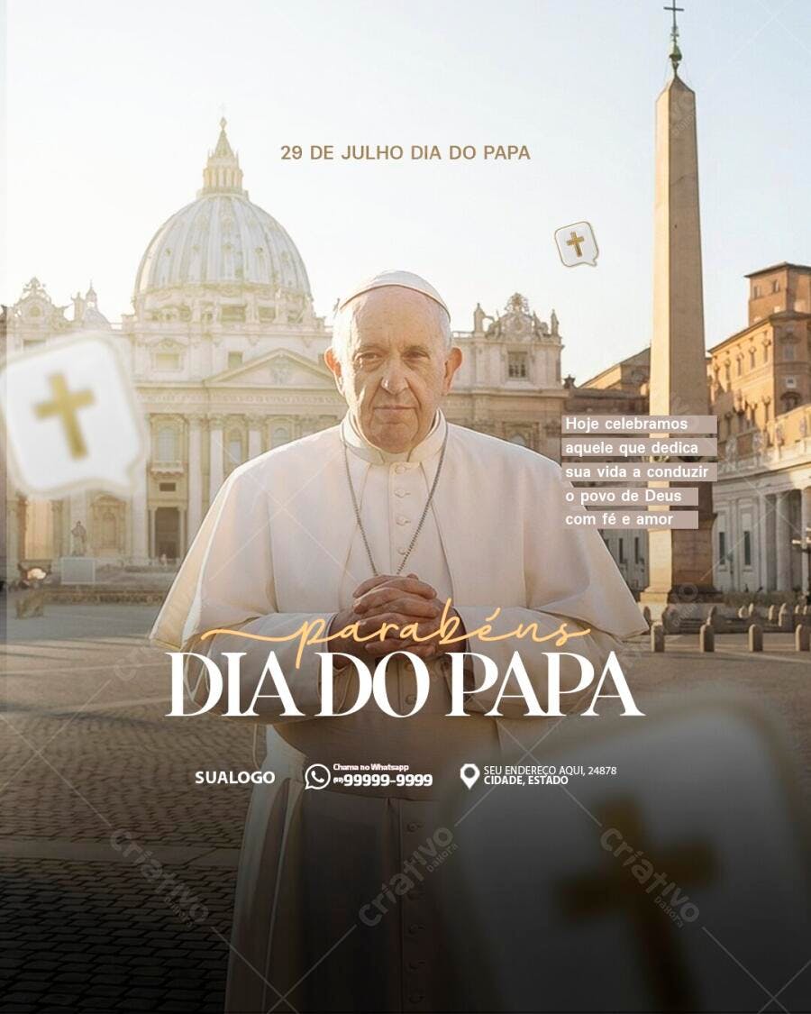 Post Instagram Dia do Papa 29 de Julho PSD Editável