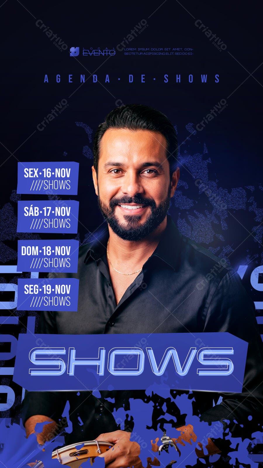 Story Instagram Agenda de Shows Evento Musical PSD Editável