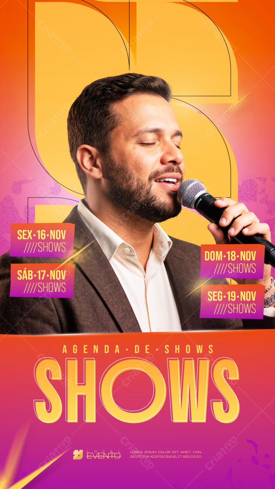 Story Instagram Agenda de Shows Novembro PSD Editável