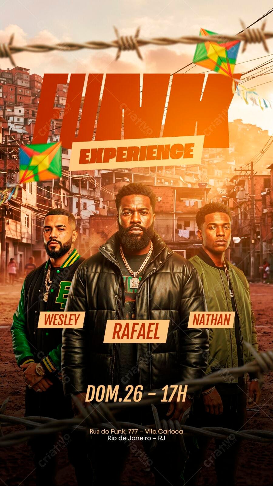 Flyer Funk Experience Show Favela PSD Editável