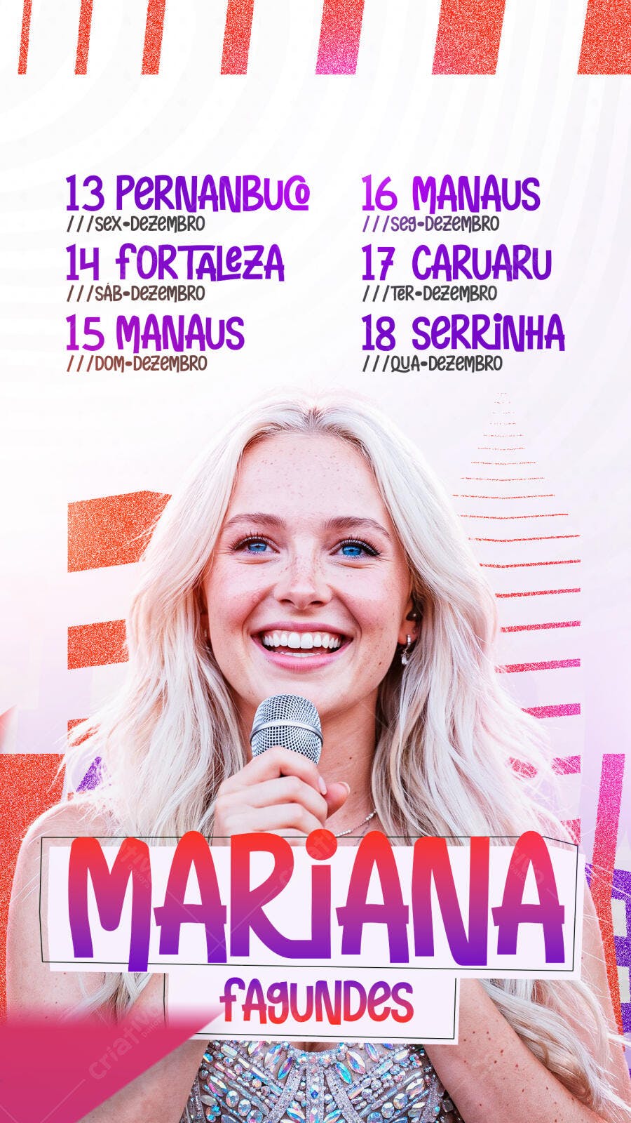 Flyer Agenda Artistas Shows Festa Eventos Cantor Social Media PSD Editável