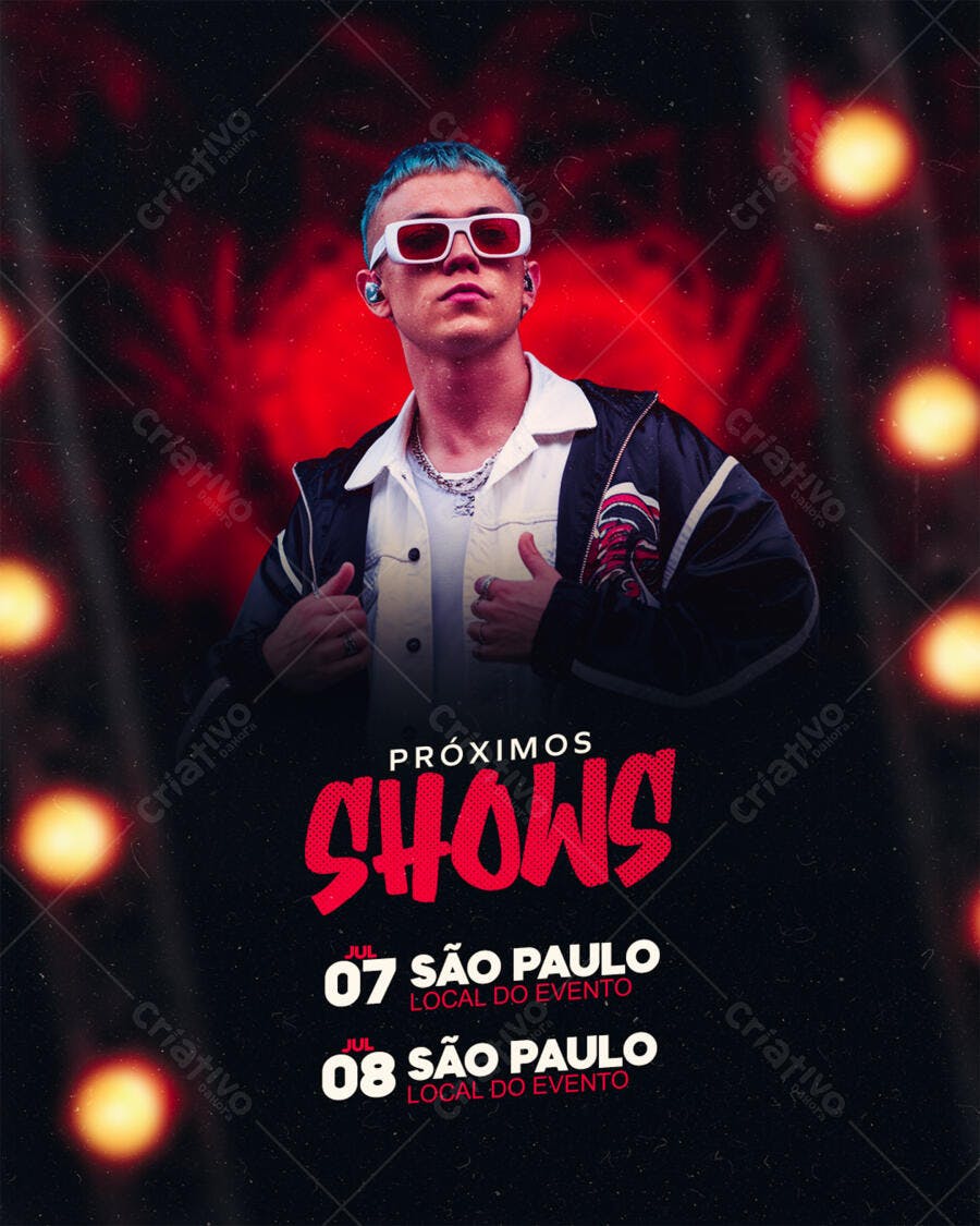 Flyer Shows Eventos Musicais Julho PSD Editável