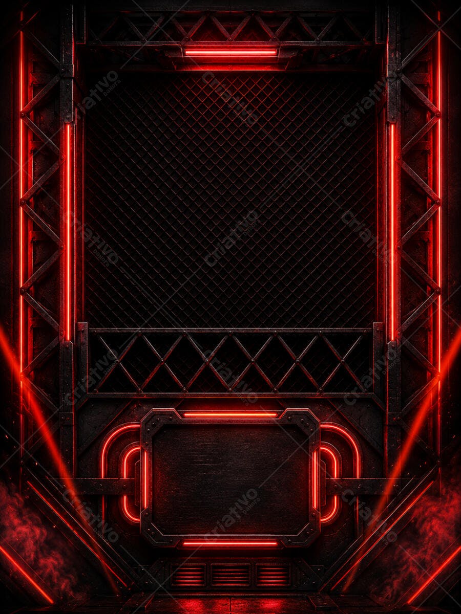 Fundo Gamer Abstrato Neon Vermelho Escuro Textura Metal