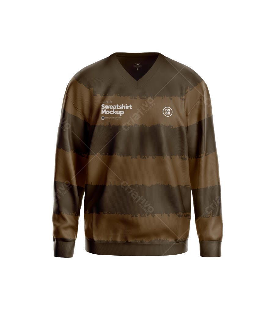 Mockup Blusa Moletom Masculina Gola V Frontal Editável