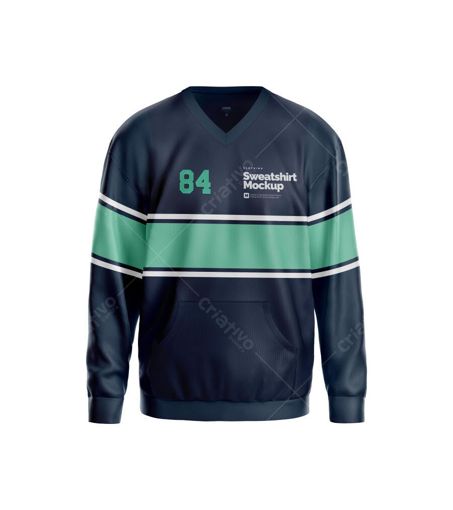 Mockup Blusa Moletom Masculina Gola V Frontal Editável