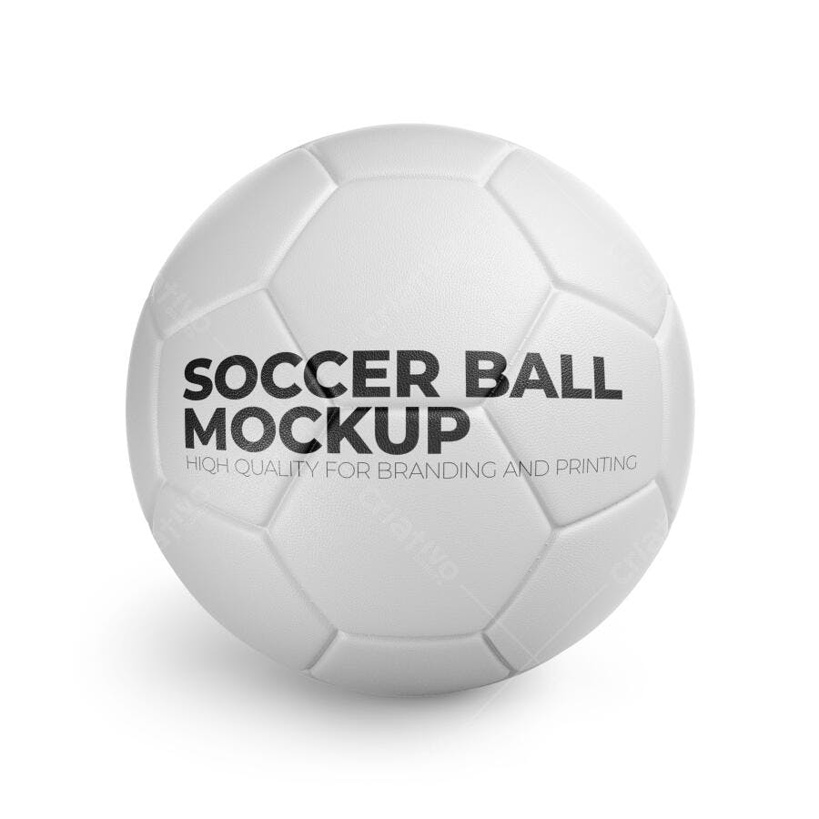 Mockup Bola de Futebol Frontal Fundo Branco Editável