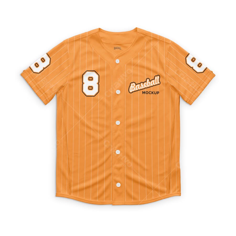Mockup Camisa Baseball Laranja Listrada Frente Editável