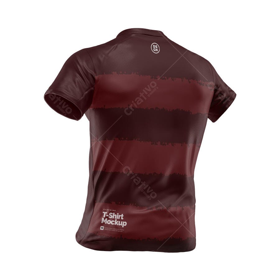 Mockup Camiseta Esportiva Costas 3/4 Fundo Branco Editável
