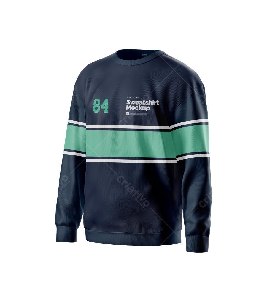 Mockup Moletom Masculino Gola Redonda Fundo Branco Editável