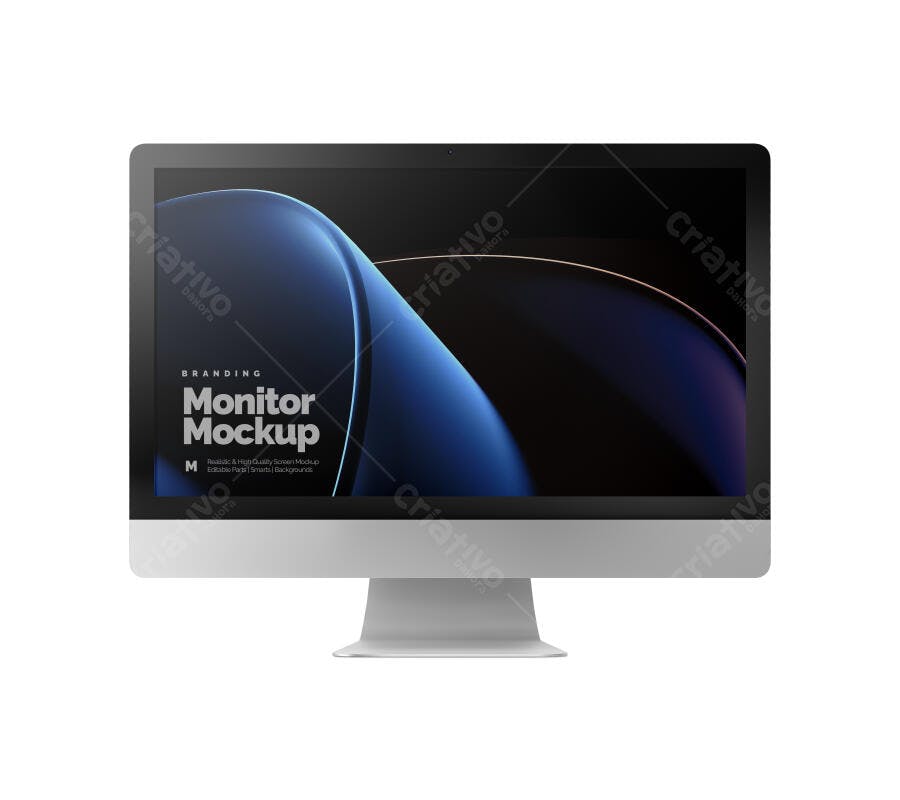 Mockup Monitor Computador Tela Frontal Fundo Branco Editável