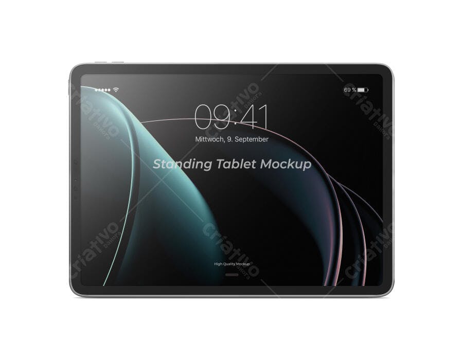 Mockup Tablet Frontal Fundo Branco Clean Editável