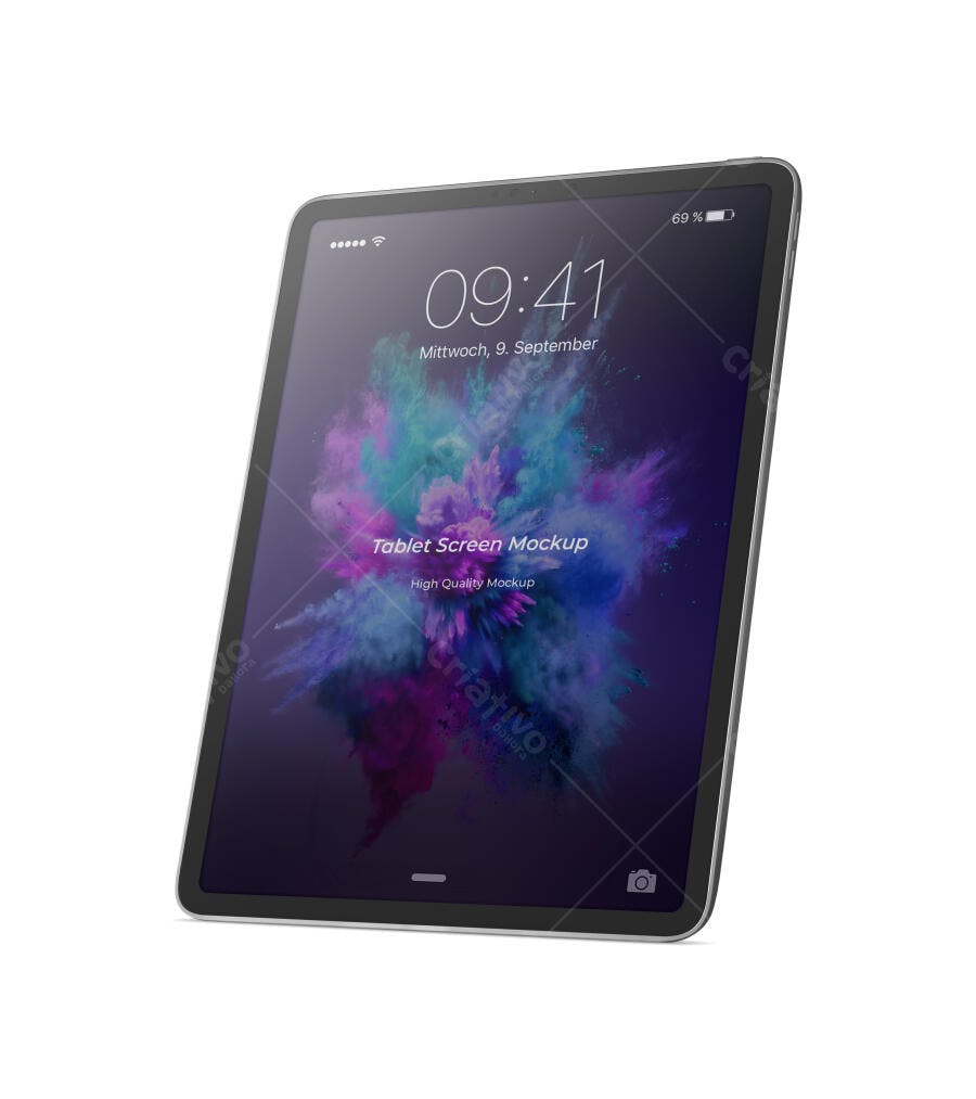 Mockup Tablet Tela Fundo Branco Minimalista Editável