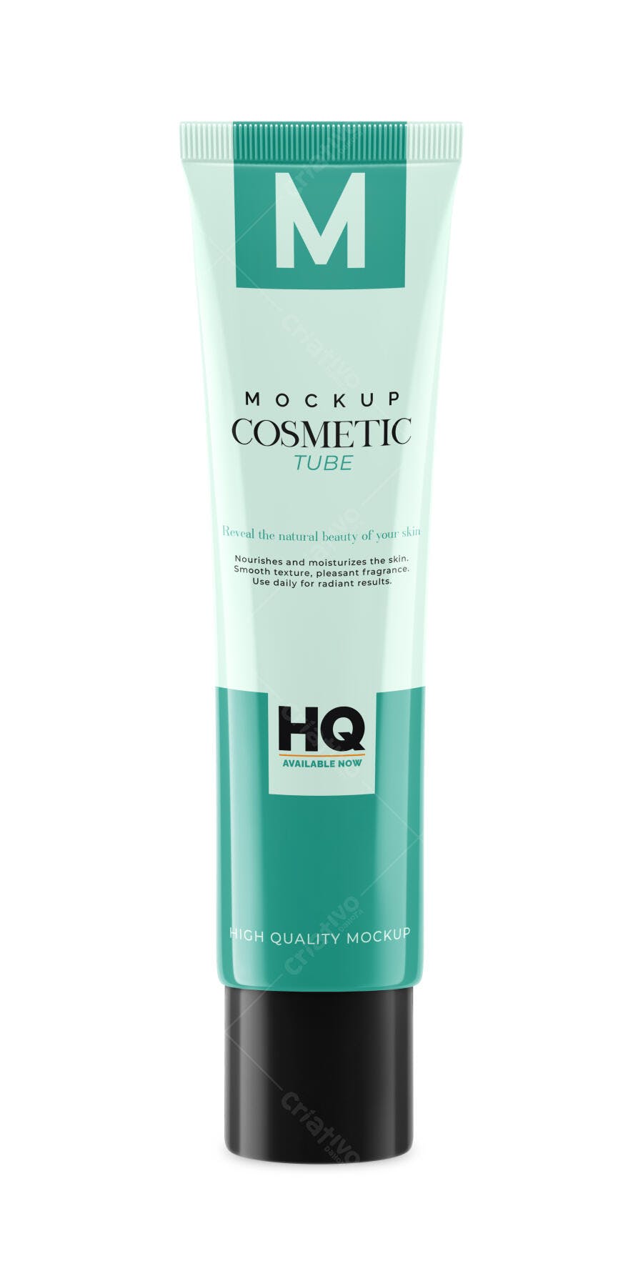 Mockup Tubo Cosmético Plástico Frontal Fundo Branco Editável