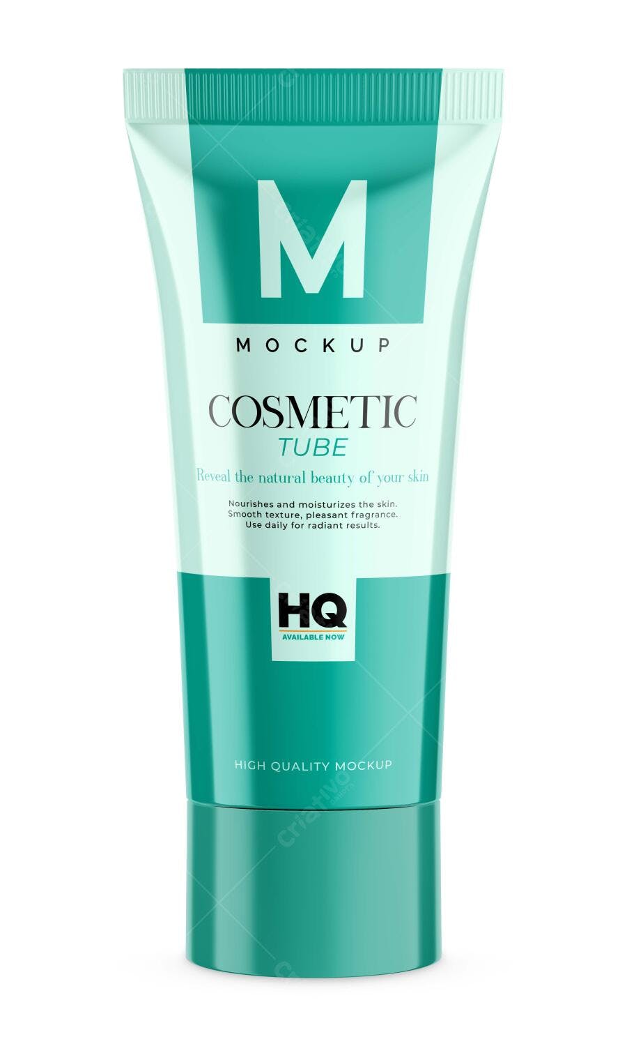Mockup Tubo Cosmético Plástico Frontal Fundo Branco Editável