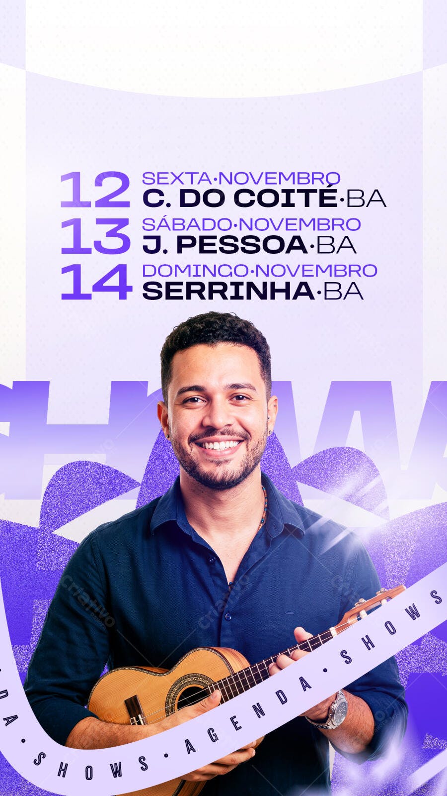 Flyer Agenda Artistas Shows Festa Eventos Cantor Social Media PSD Editável