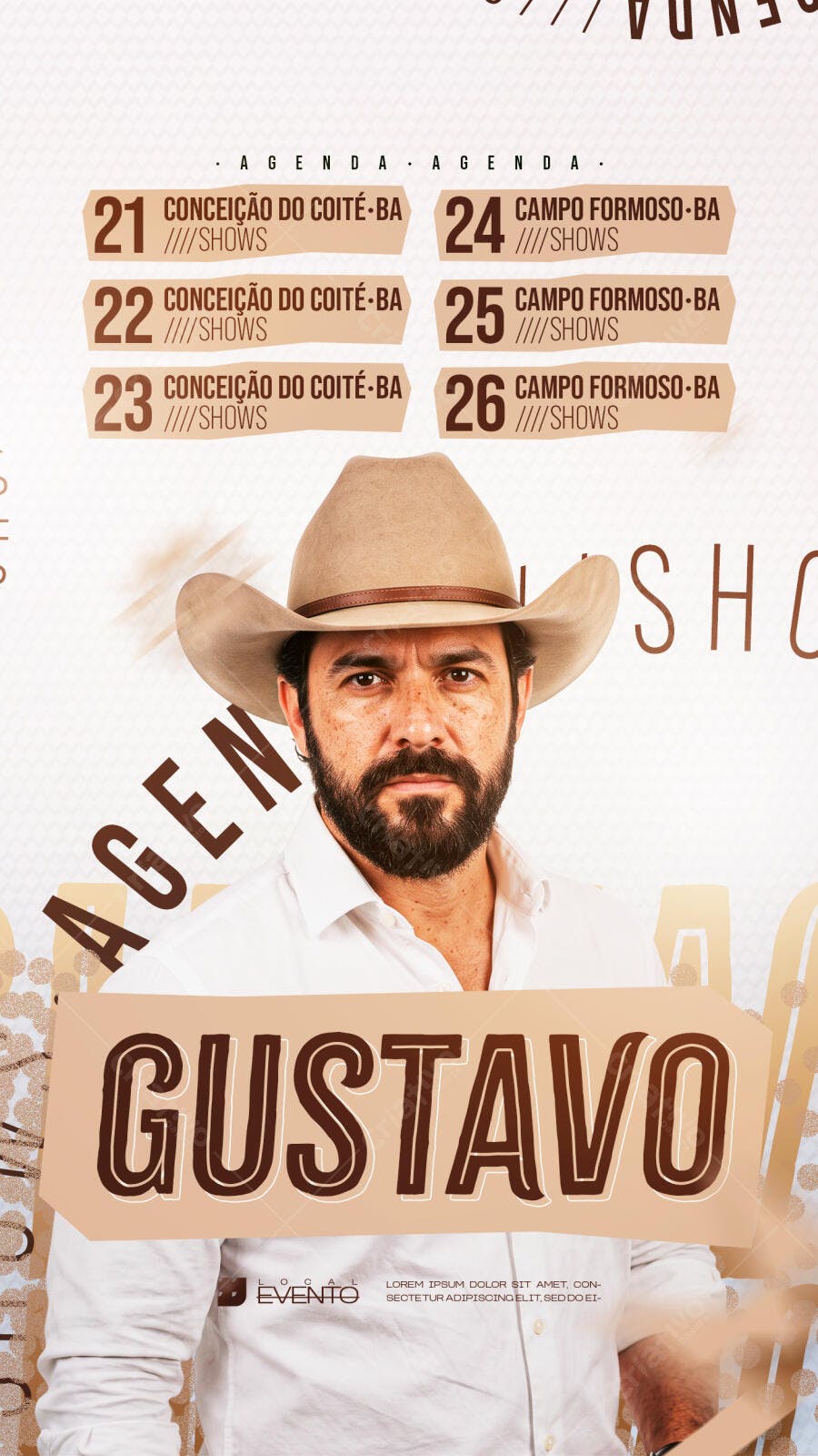 Flyer Agenda Artistas Shows Festa Eventos Cantor Social Media PSD Editável