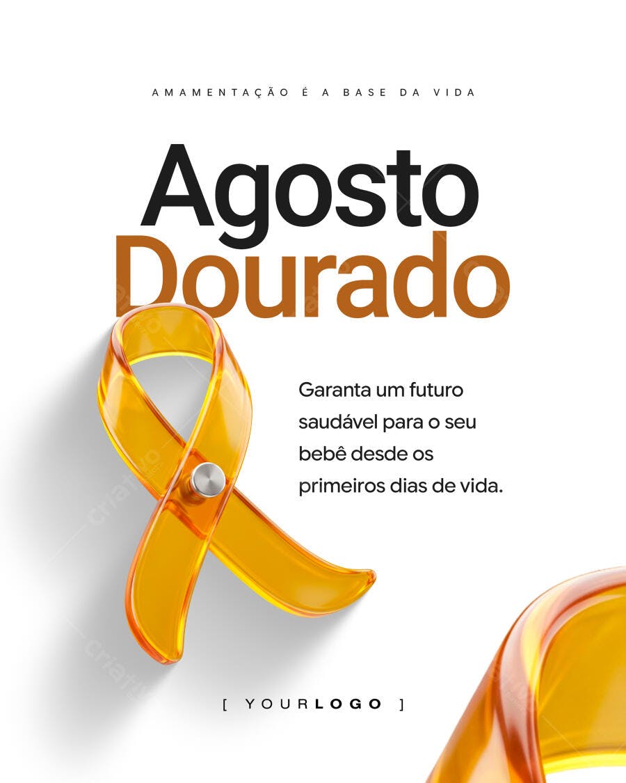 Post Instagram Agosto Dourado Amamentação PSD Editável
