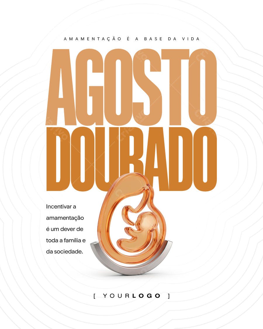 Post Instagram Agosto Dourado Amamentação PSD Editável