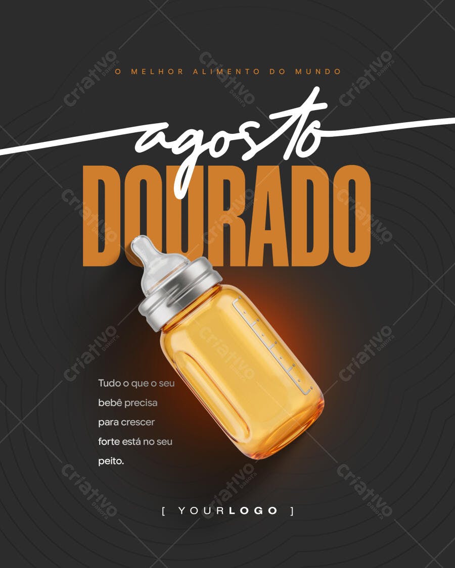 Post Instagram Agosto Dourado Amamentação PSD Editável