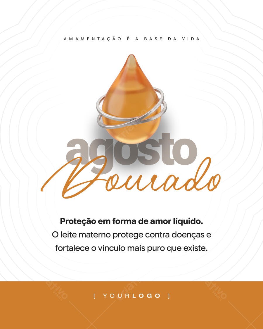 Post Instagram Agosto Dourado Amamentação PSD Editável