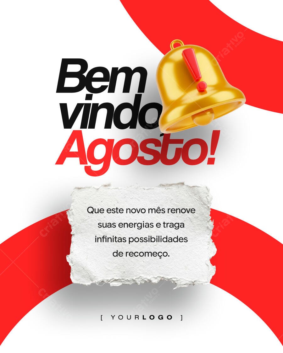 Post Instagram Bem Vindo Agosto PSD Editável