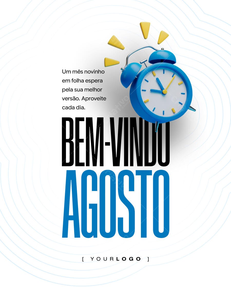 Post Instagram Bem-Vindo Agosto PSD Editável