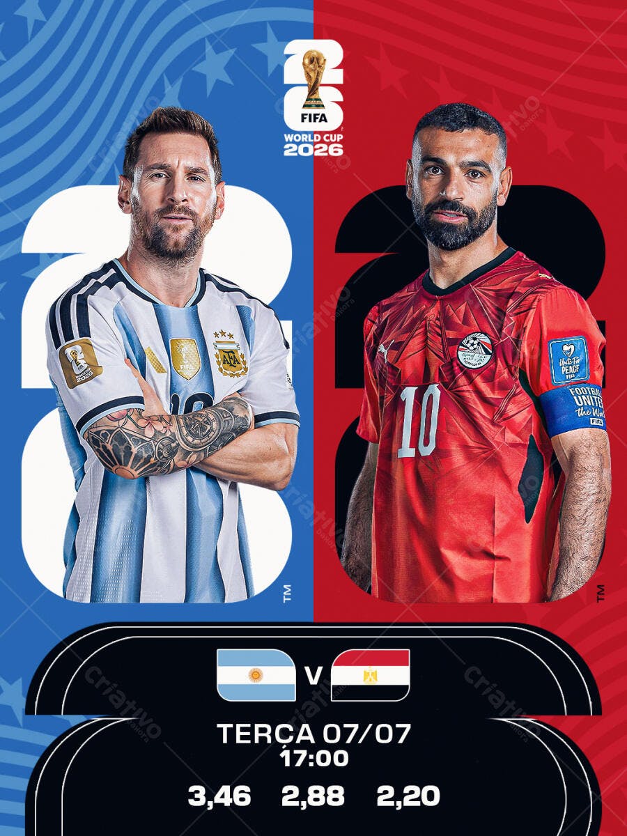 Post Instagram Copa do Mundo 2026 Futebol PSD Editável