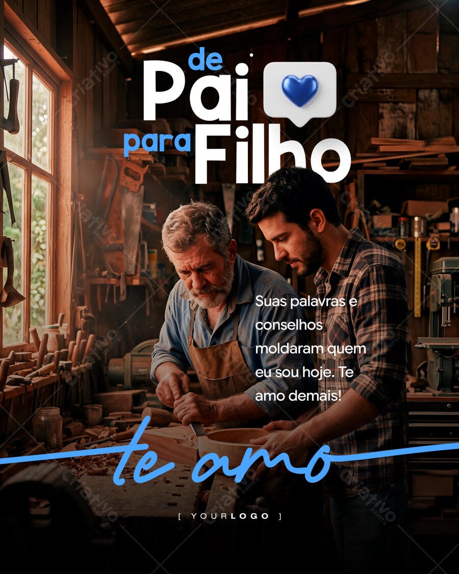 Post Instagram Dia dos Pais De Pai Para Filho PSD Editável