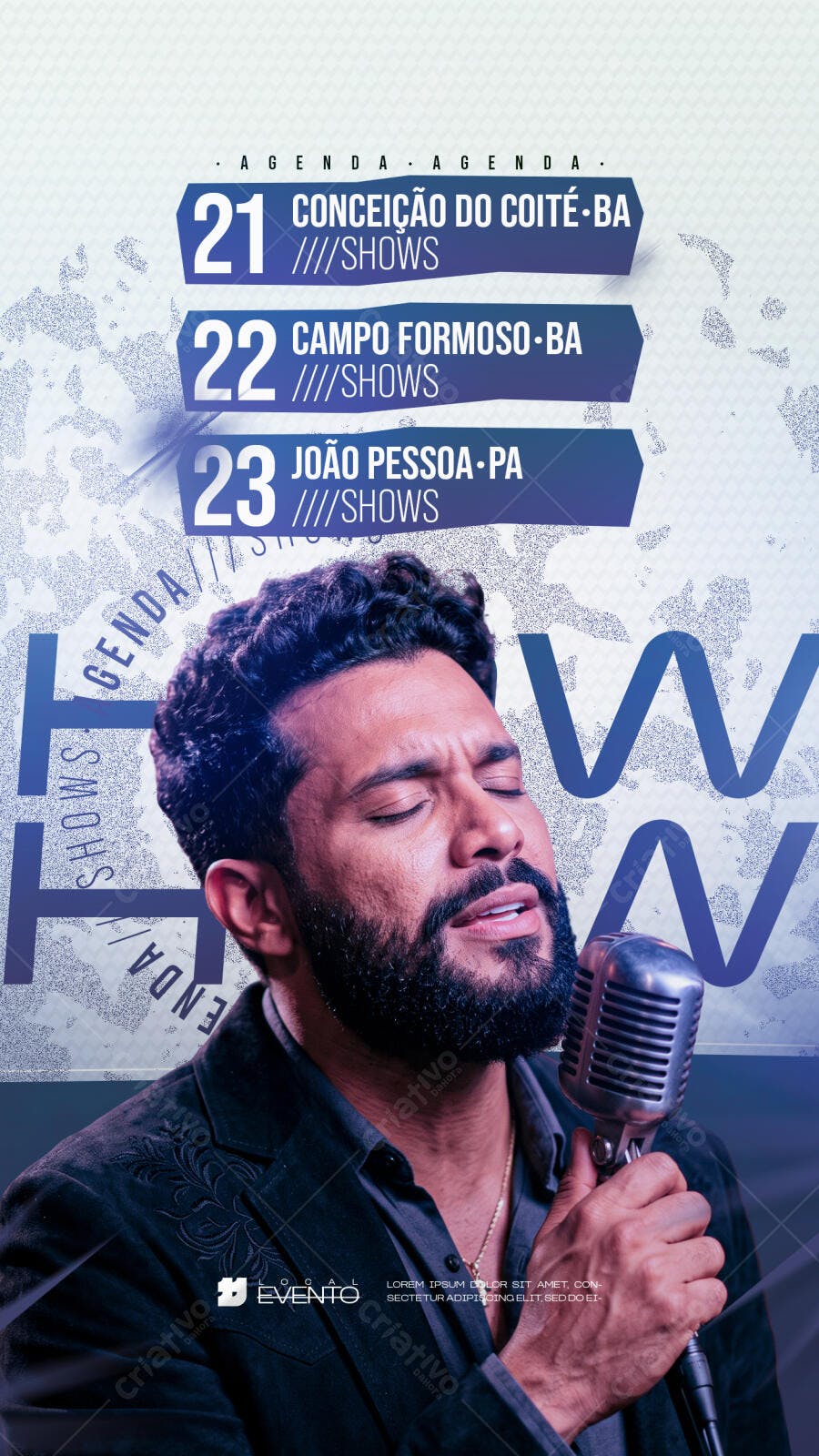 Flyer Agenda Artistas Shows Festa Eventos Cantor Social Media PSD Editável
