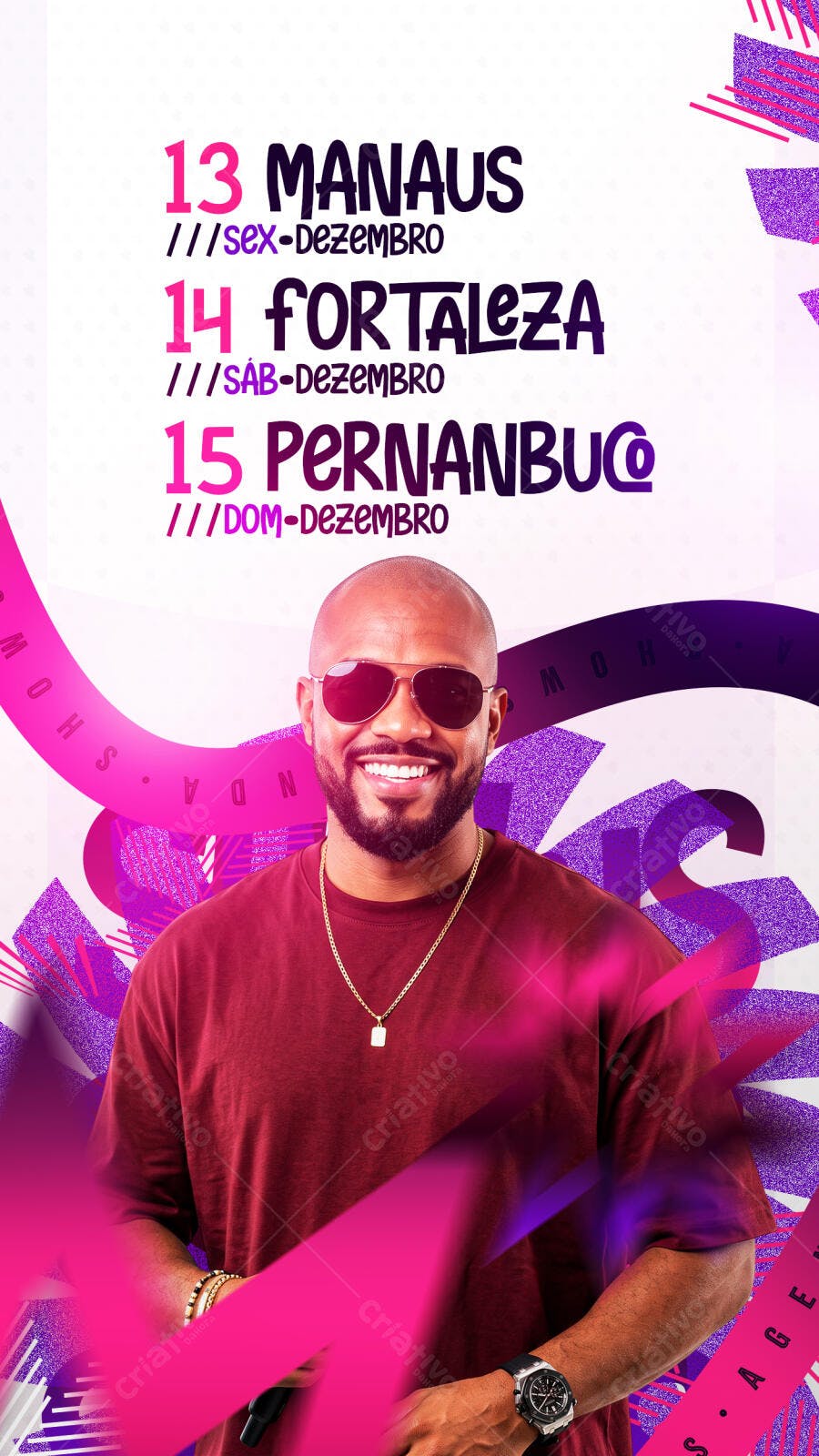 Flyer Agenda Artistas Shows Festa Eventos Cantor Social Media PSD Editável