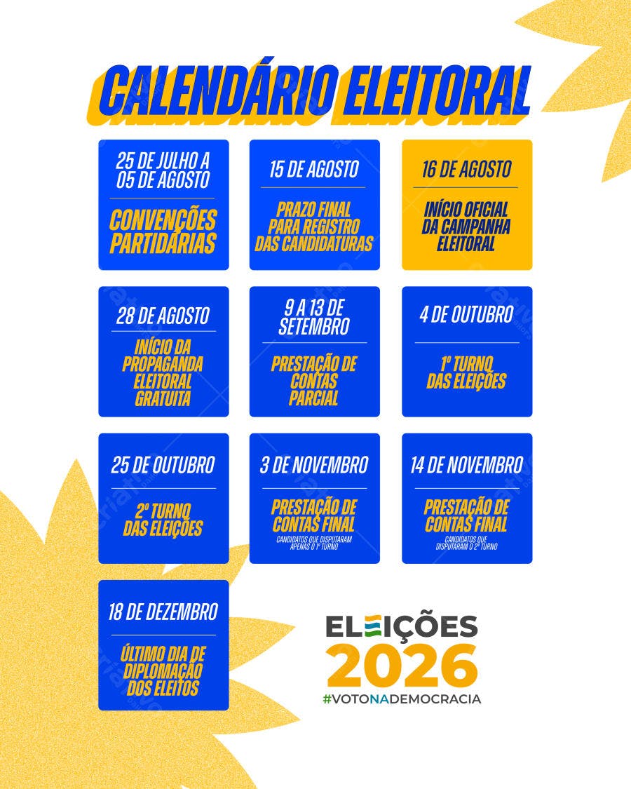 Calendário Eleitoral Eleições 2026 PSD Editável