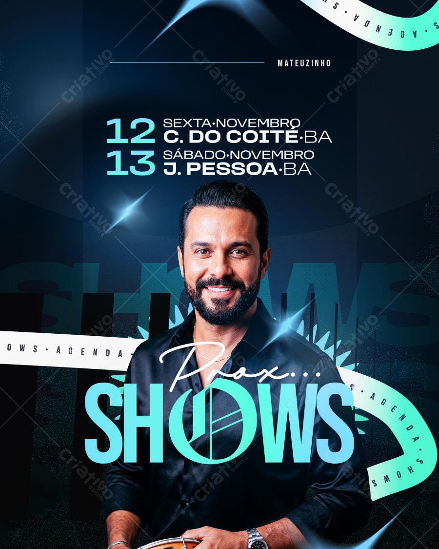 Flyer Agenda de Shows Cantor Sertanejo PSD Editável