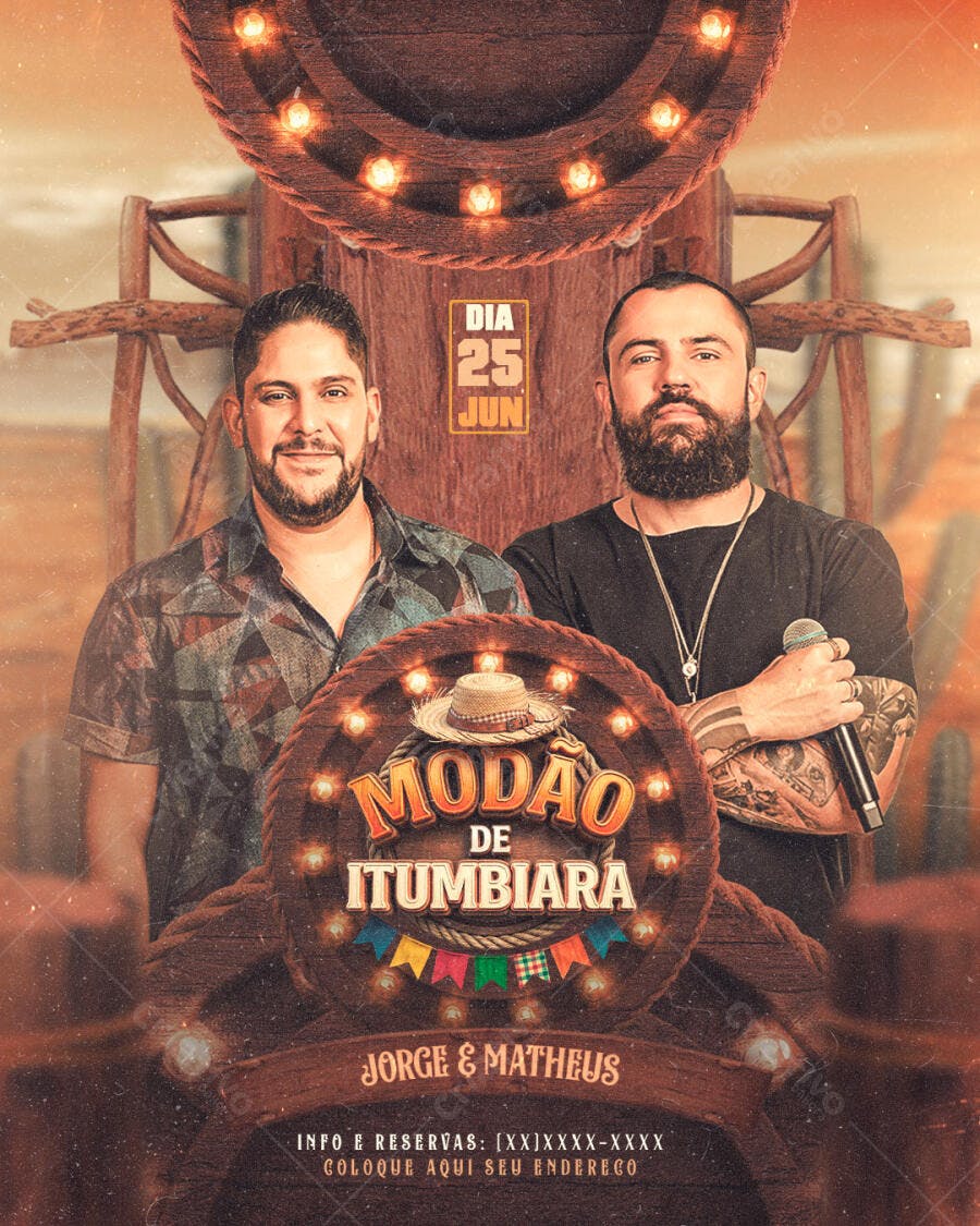Flyer Modão de Itumbiara Festa Junina PSD Editável