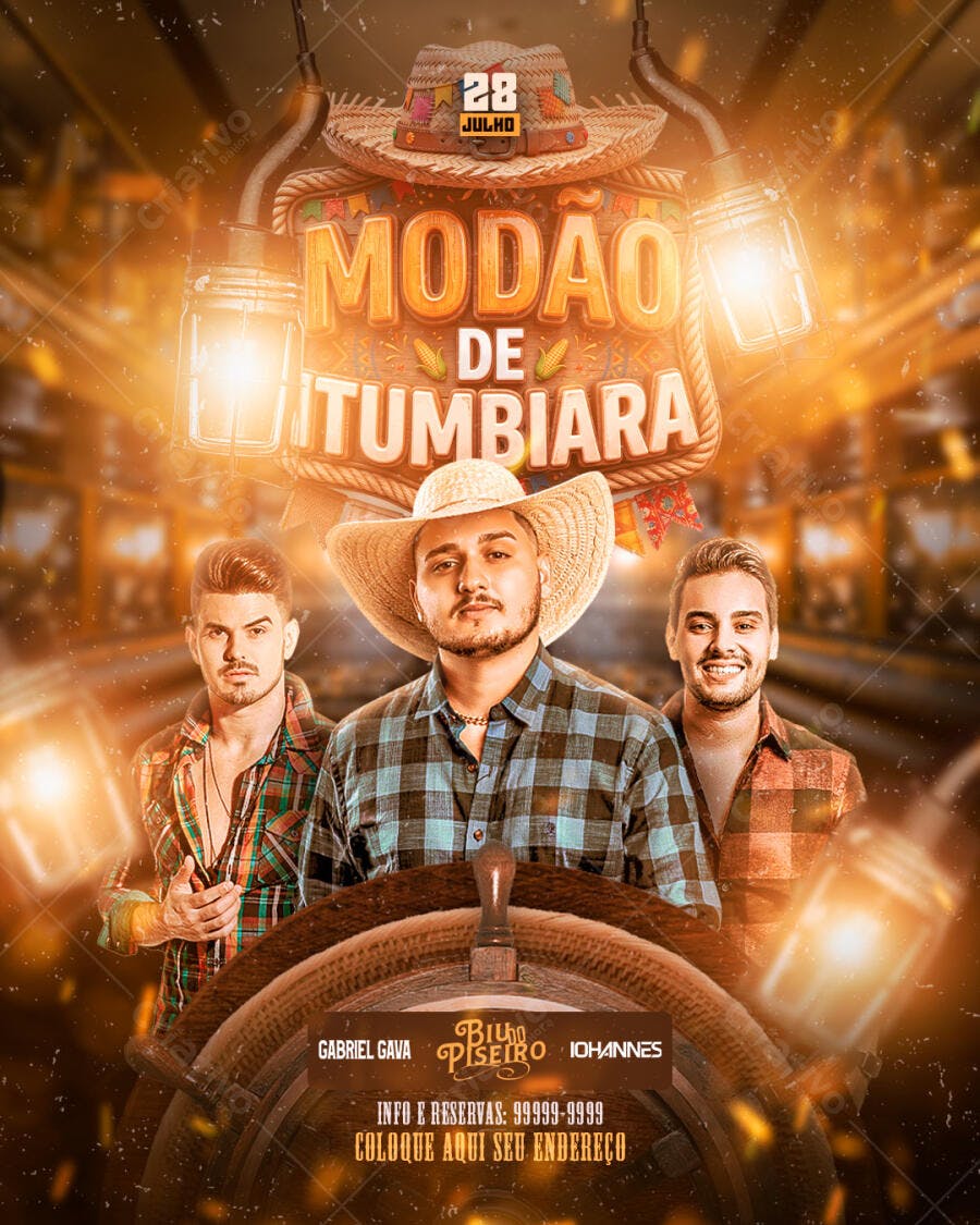 Flyer Modão de Itumbiara Julho Evento Sertanejo PSD Editável