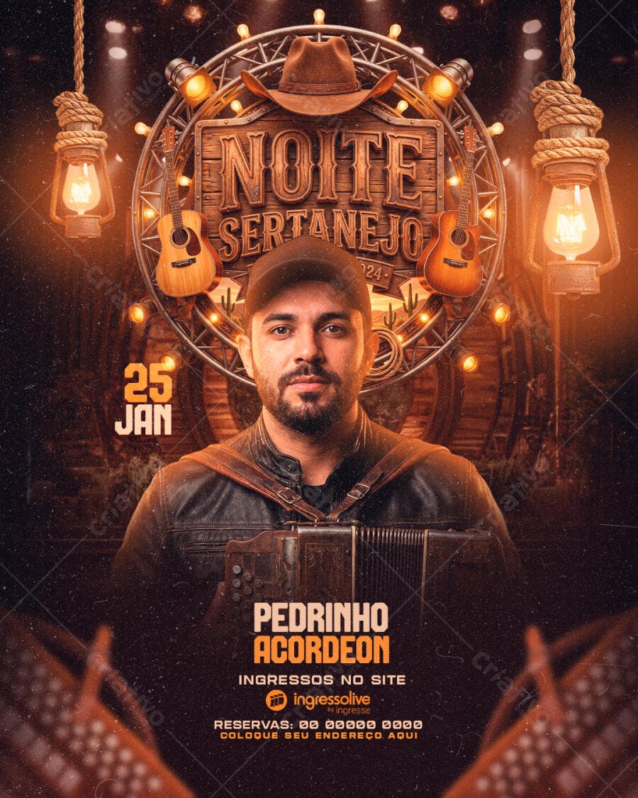 Flyer Noite Sertaneja Show Música PSD Editável