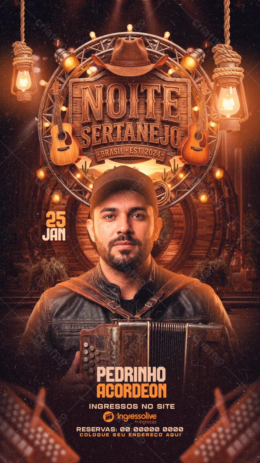 Flyer Noite Sertanejo Show Musical PSD Editável