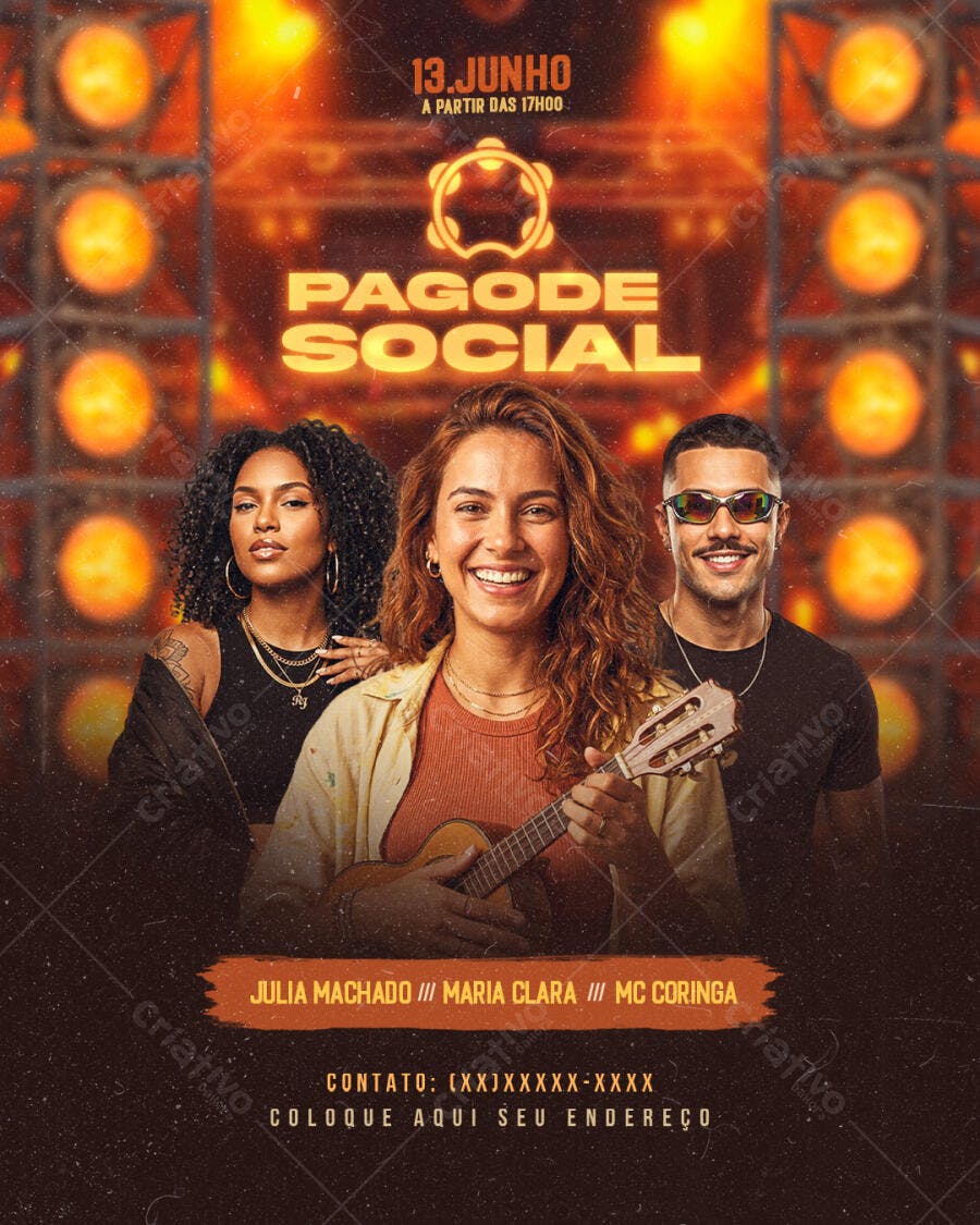 Flyer Pagode Social Show Evento Musical PSD Editável