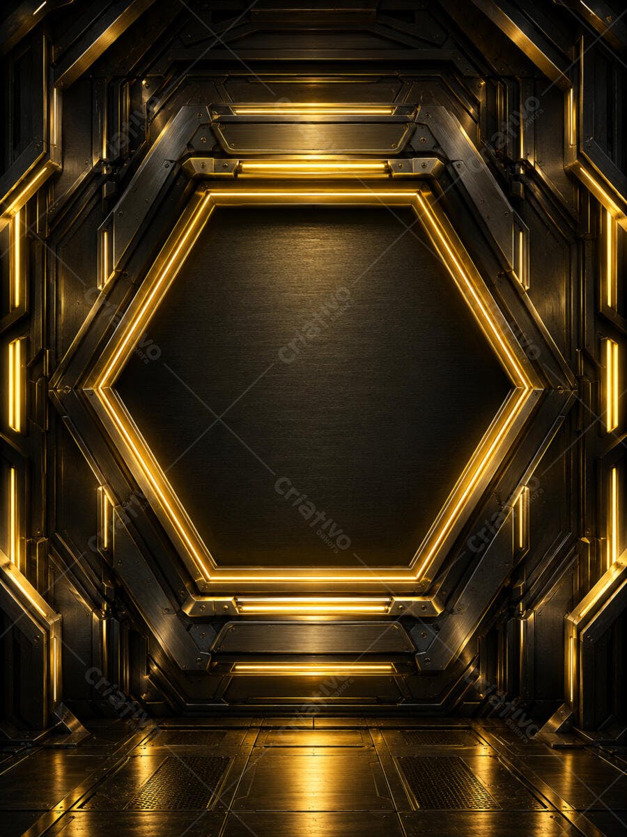 Foto Fundo Hexagonal Dourado Escuro Tecnologia Futurista