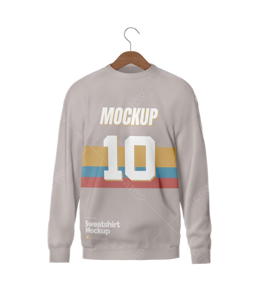 Mockup Blusa Moletom Cinza Frontal Cabide Editável