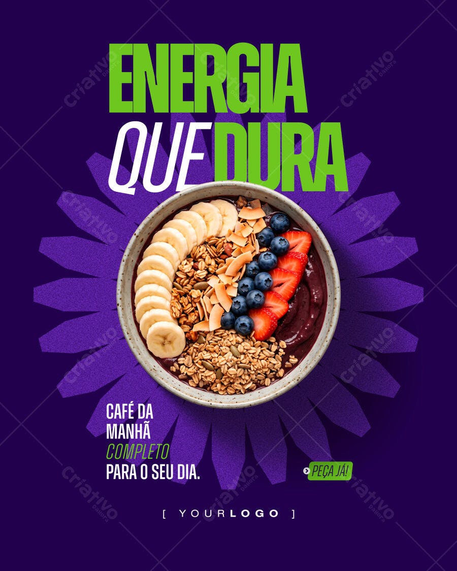 Post Instagram Açaí Tigela Café da Manhã PSD Editável