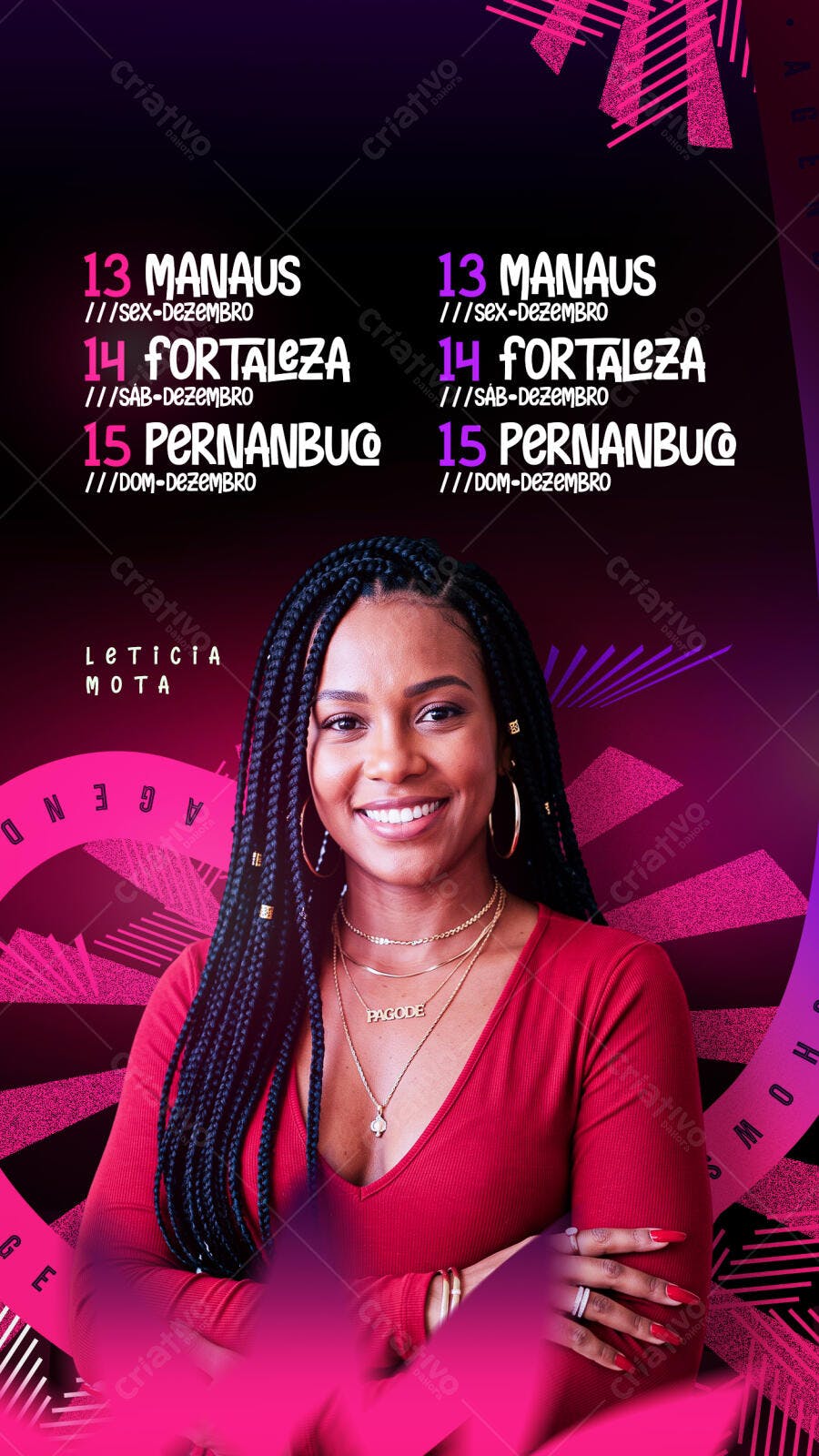 Post Instagram Agenda Show Cantora Dezembro PSD Editável