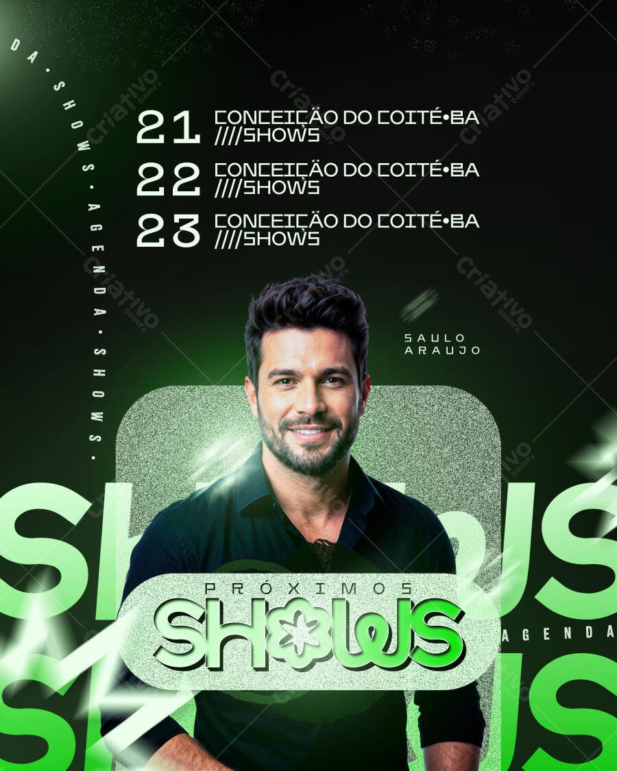 Post Instagram Agenda Shows Saulo Araujo PSD Editável